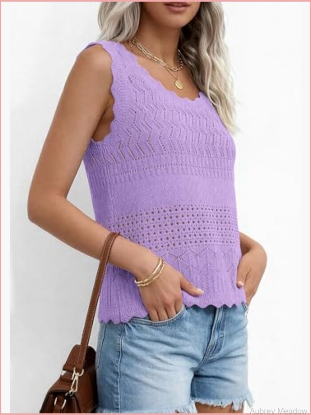 Crochet Tank Top Sleeveless Sweater Vest Boho Beach Vacation - Picture 3 of 7